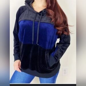 Champion Black and Blue Women's Hoodie